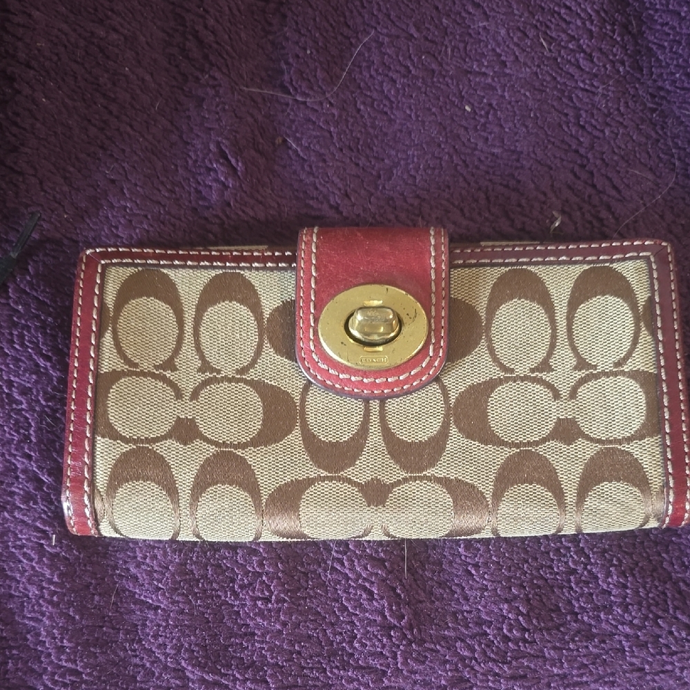 Coach Tan and Red Wallet